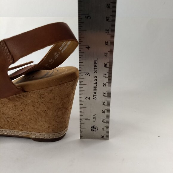 Clarks Soft Cushion Collection Textured Faux Leather Suede Open Toe Cork Size 7M - Picture 10 of 10